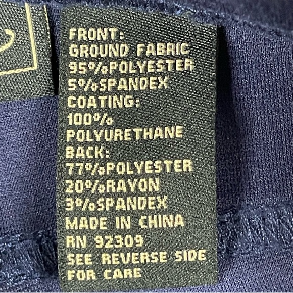 DG2 Diane Gilman Faux Leather Moto Navy Blue Leggings - Sz M - Picture 11 of 12